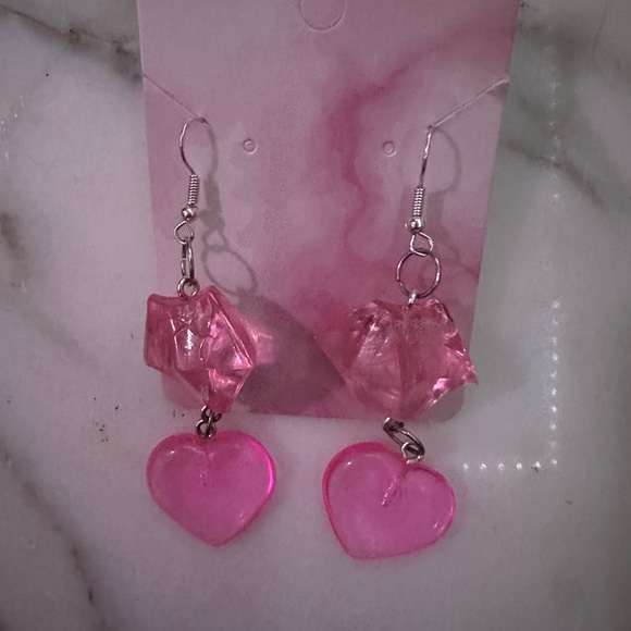 Exquisite luxury pink dangled earrings (handmade) - Picture 2 of 6